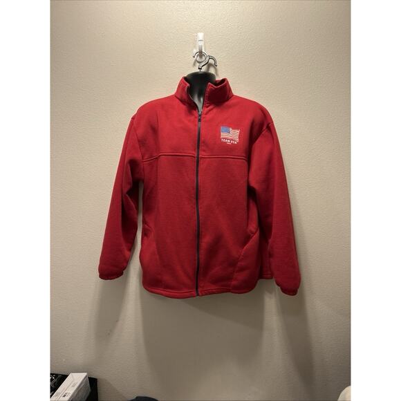 Team USA 2015 Red Light Weight Fleece Full Zip XL‎ Training Jacket Olympics Flag - Picture 1 of 4